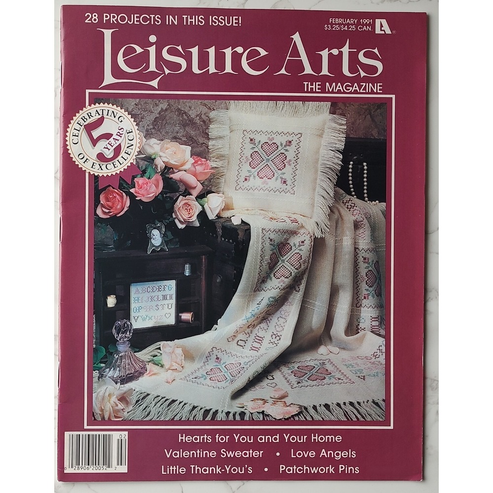 Leisure Arts Magazine February 1991 Valentine Sweater Love Angels M107
